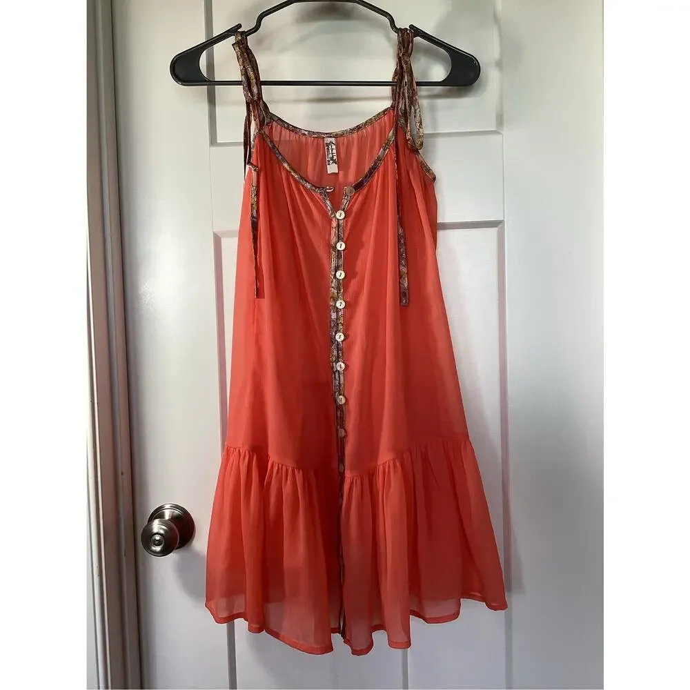 Free People Intimately Bali Sweet Nothing Mini Dress S Coral